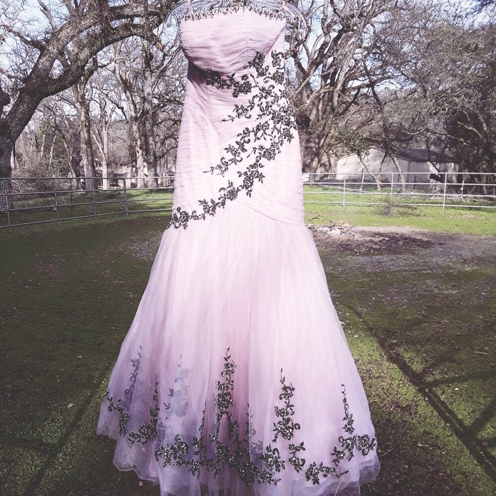 Designed By TIFFANY, Size 4,Pink &, Black, Mermaid style with Swarovski Crystals